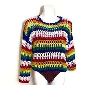Rainbow striped knitted sweater
